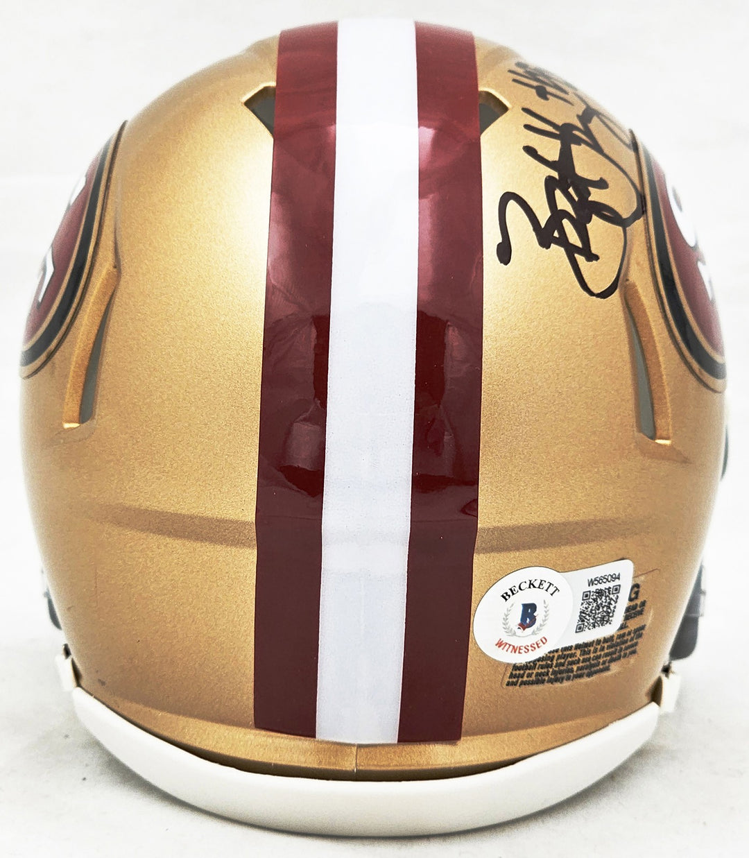 Bryant Young Auto Signed 49ers Gold Speed Mini Helmet "HOF 22" Beckett Witness
