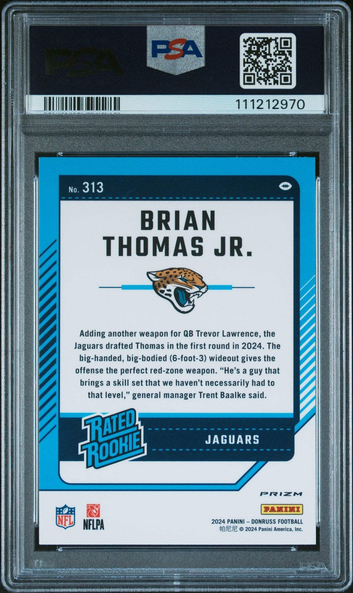 Graded 2024 Donruss Brian Thomas Jr #313 Optic Red Wave RC Football Card PSA 10