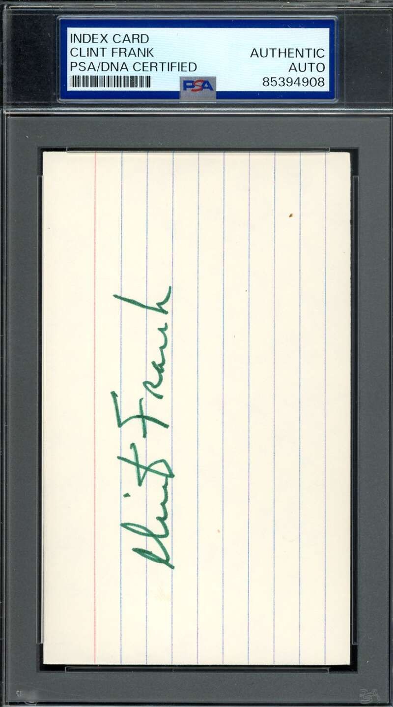 Clint Frank PSA DNA Coa Signed 3x5 Index Card Yale 1937 Heisman Autograph