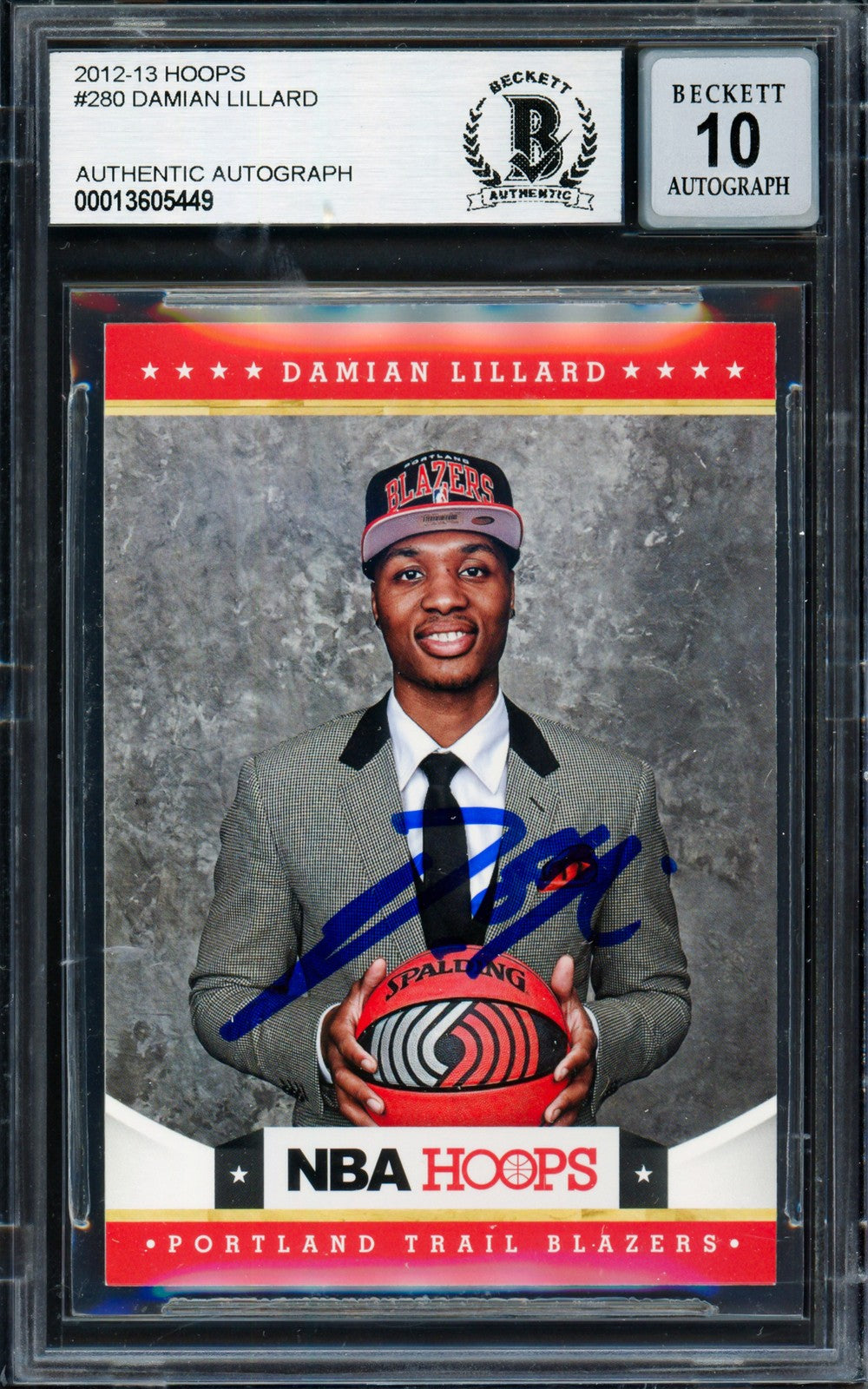 Damian Lillard Auto 2012-13 Panini Hoops RC 280 Trail Blazers Auto GM 10 Beckett