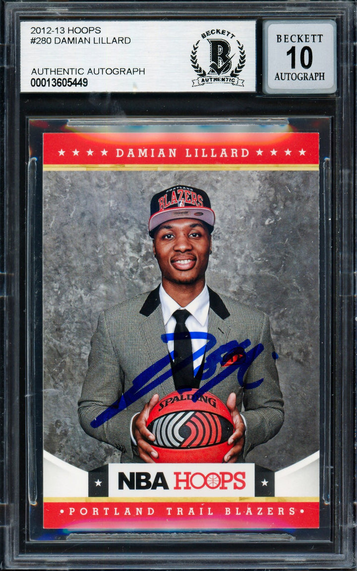 Damian Lillard Auto 2012-13 Panini Hoops RC 280 Trail Blazers Auto GM 10 Beckett