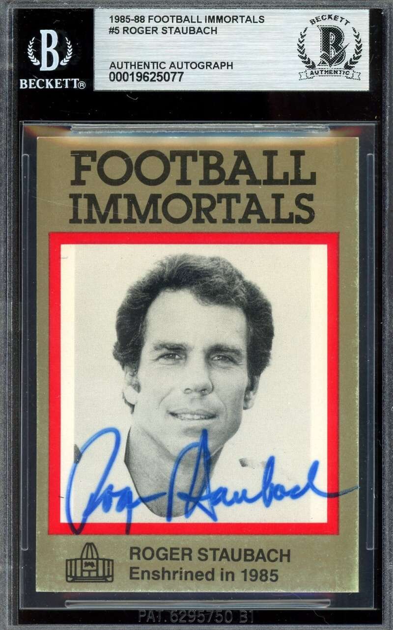Roger Staubach Beckett BAS Signed 1985-88 Football Immortals Autograph