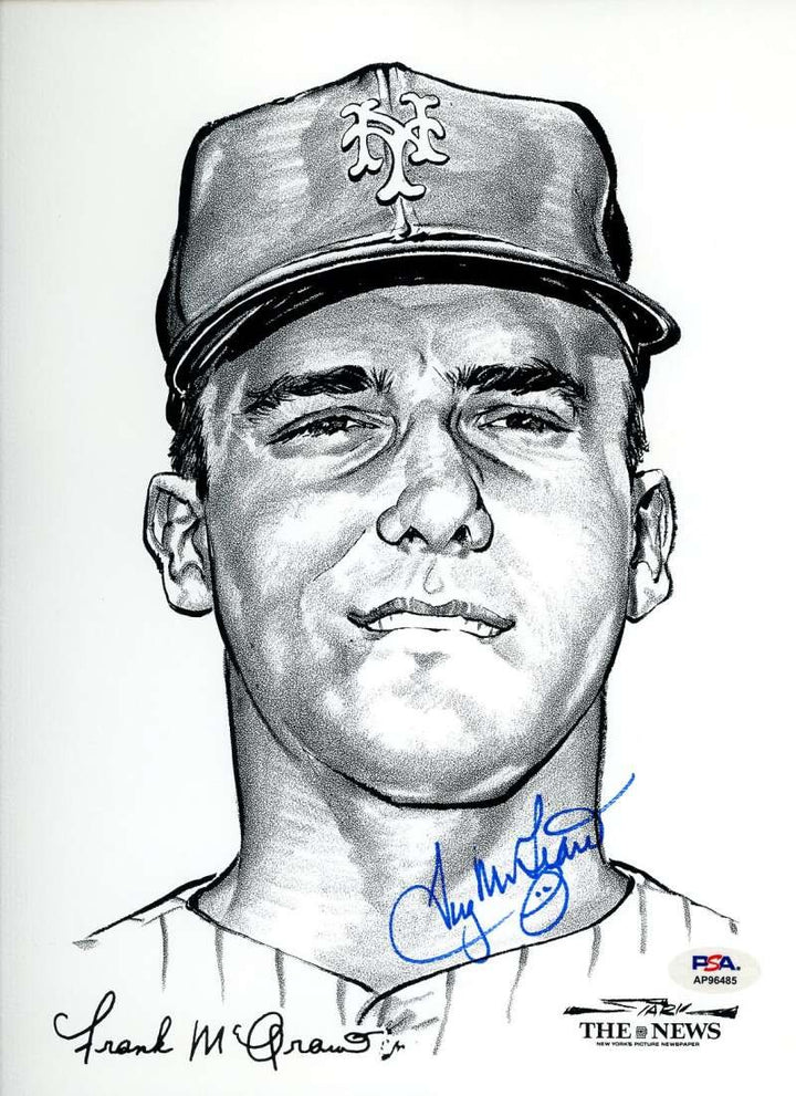 Tug McGraw PSA DNA Signed 1969 NY Mets Daily News Portfolio Photo Autograph