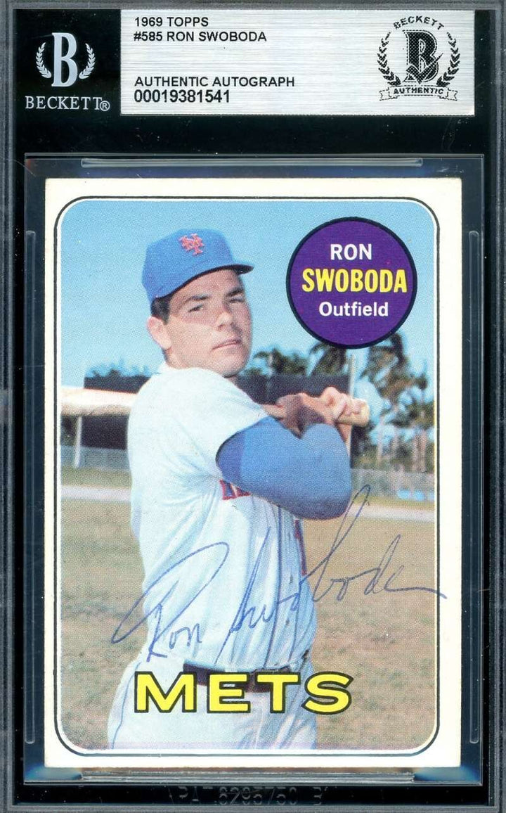 Ron Swoboda Beckett BAS Vintage Signed 1969 Topps Autograph Mets
