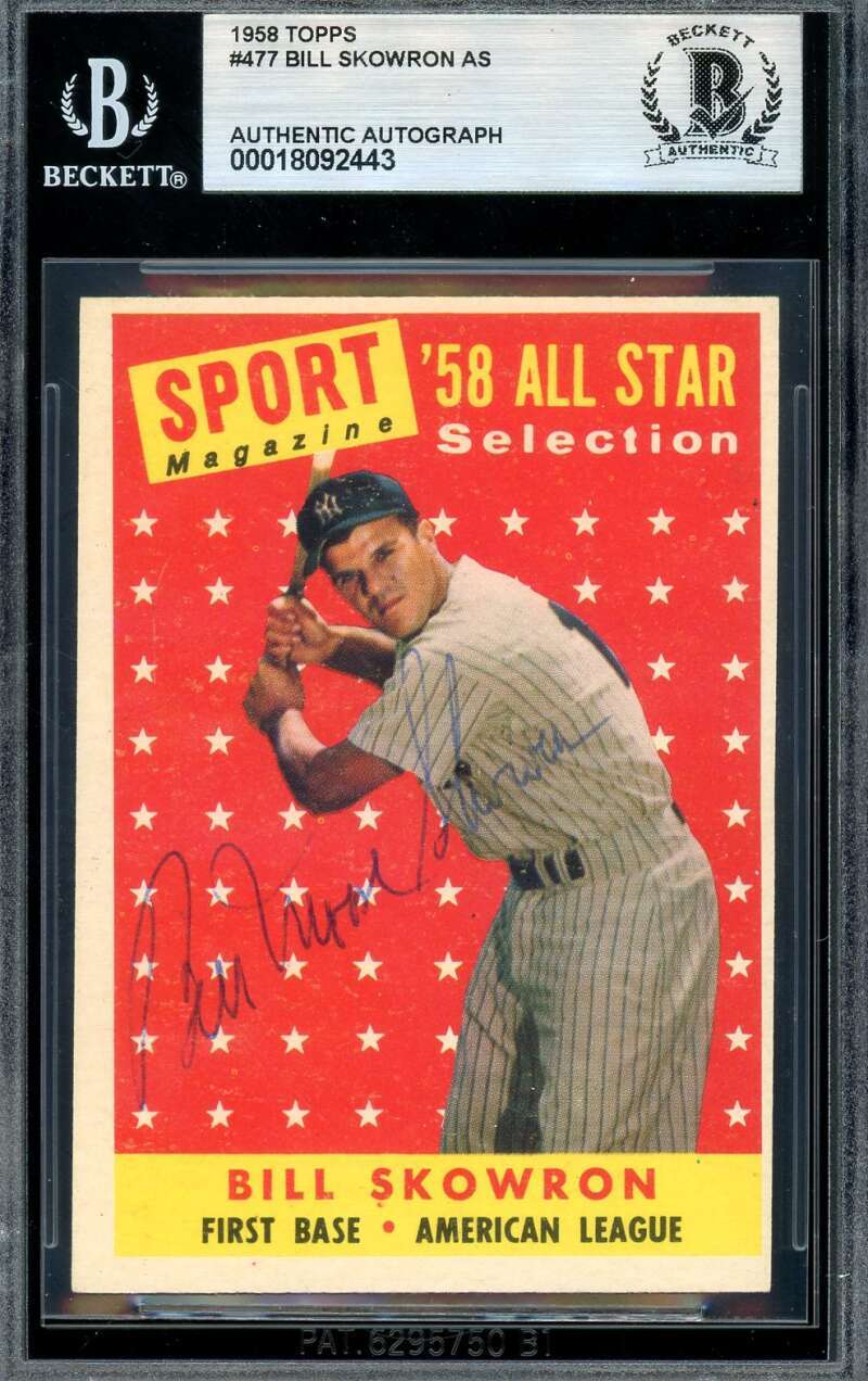 Moose Skowron Beckett BAS Vintage Signed 1958 Topps All Star Autograph