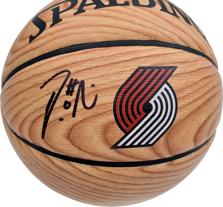 Damian Lillard Auto Official Spalding Trail Blazers Wood Logo Basketball Beckett