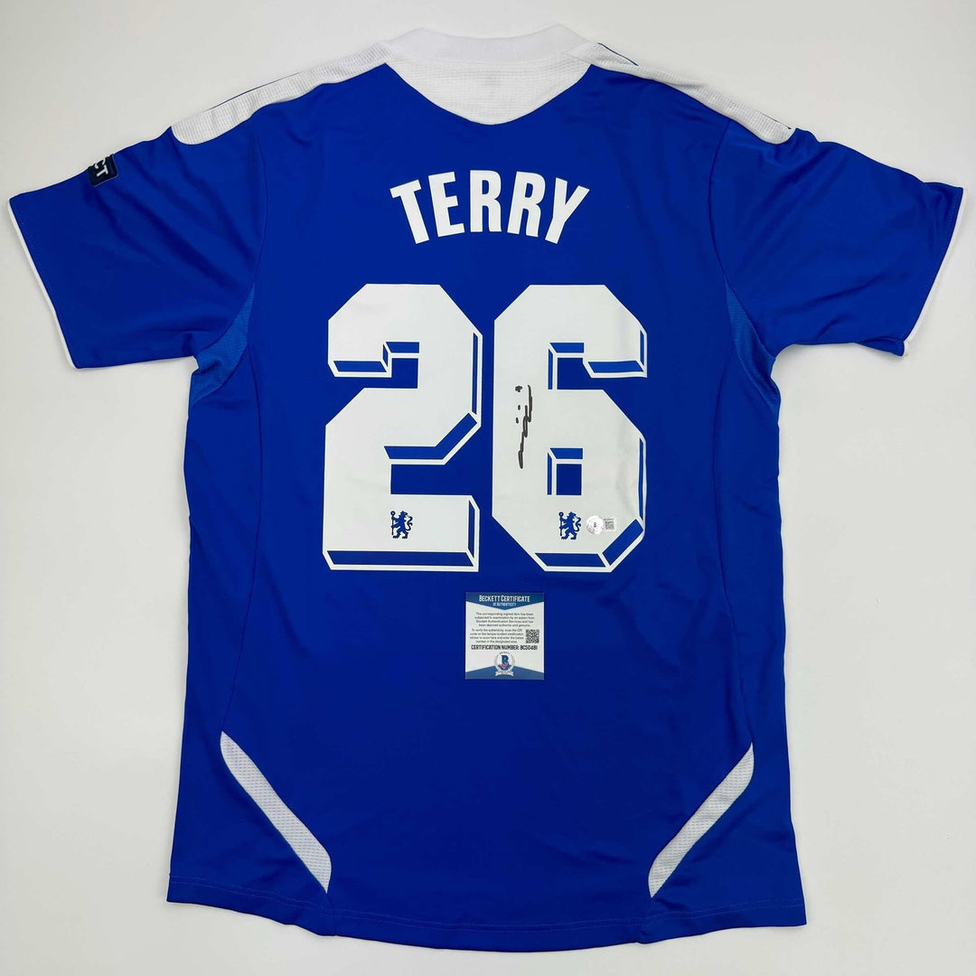 Autographed/Signed John Terry Chelsea FC 2012 Final Blue Jersey BAS COA