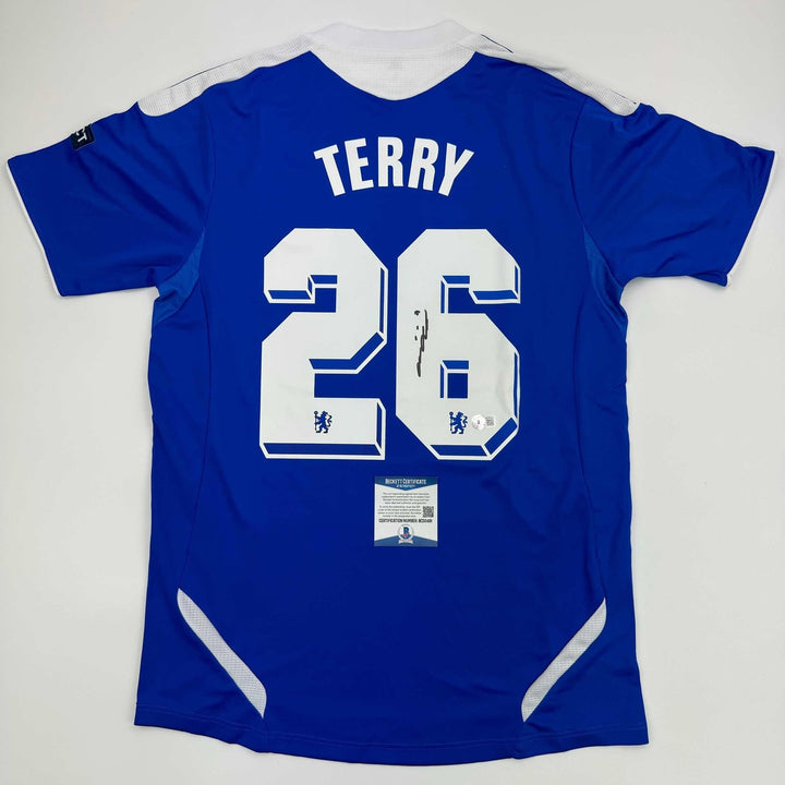 Autographed/Signed John Terry Chelsea FC 2012 Final Blue Jersey BAS COA