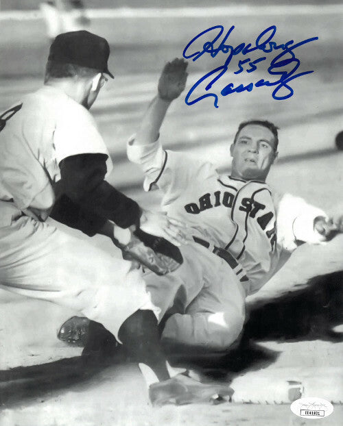 Howard "Hopalong" Cassady signed Ohio State B&W Baseball 8x10 Photo 55- JSA