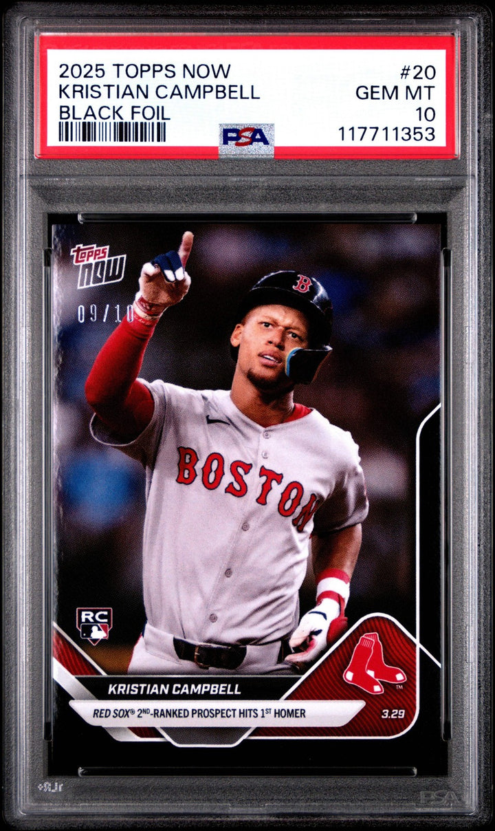 Graded 2025 Topps Now Kristian Campbell #20 Black /10 RC Baseball Card PSA 10