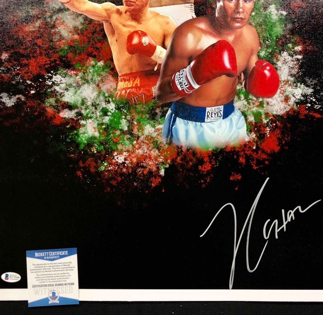 Julio Cesar Chavez autograph signed 16x20 photo canvas ~ Beckett Witness BAS COA
