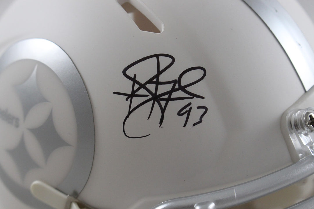 Troy Polamalu Autographed Pittsburgh Steelers Ice Mini Helmet Beckett 56187