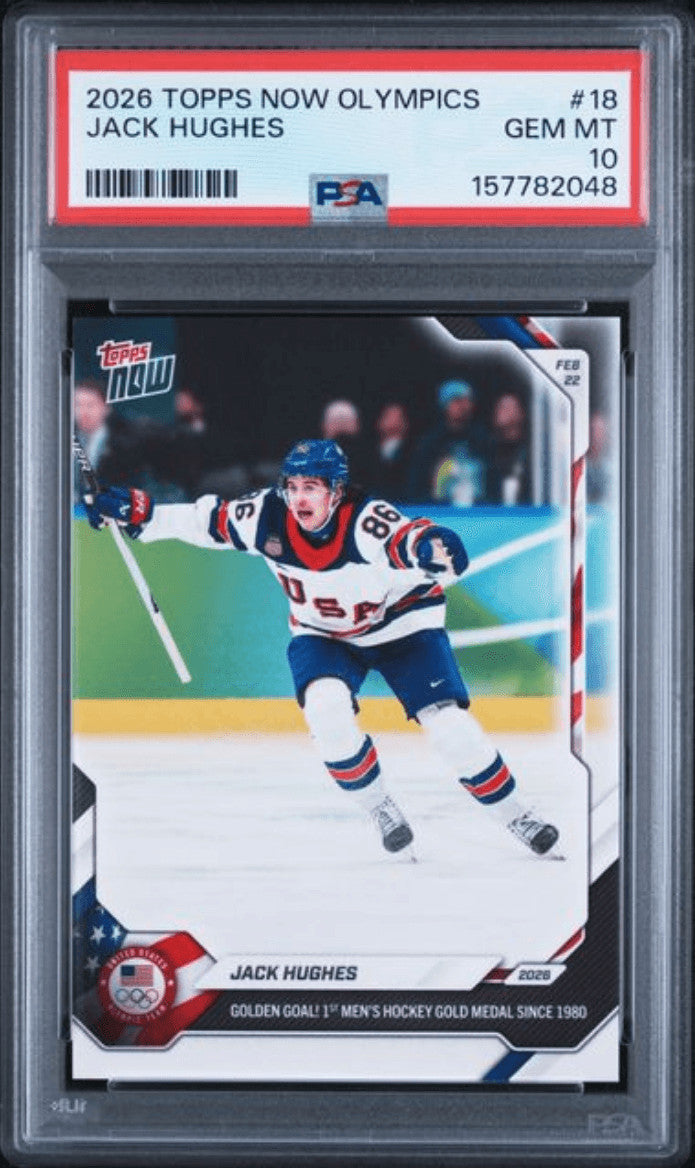 Graded 2026 Topps Now Olympics Jack Hughes #18 Hockey Card PSA 10 Gem Mint