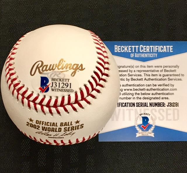 Adam Kennedy "2002 WS Champ" Angels signed World Series Baseball BAS COA Beckett