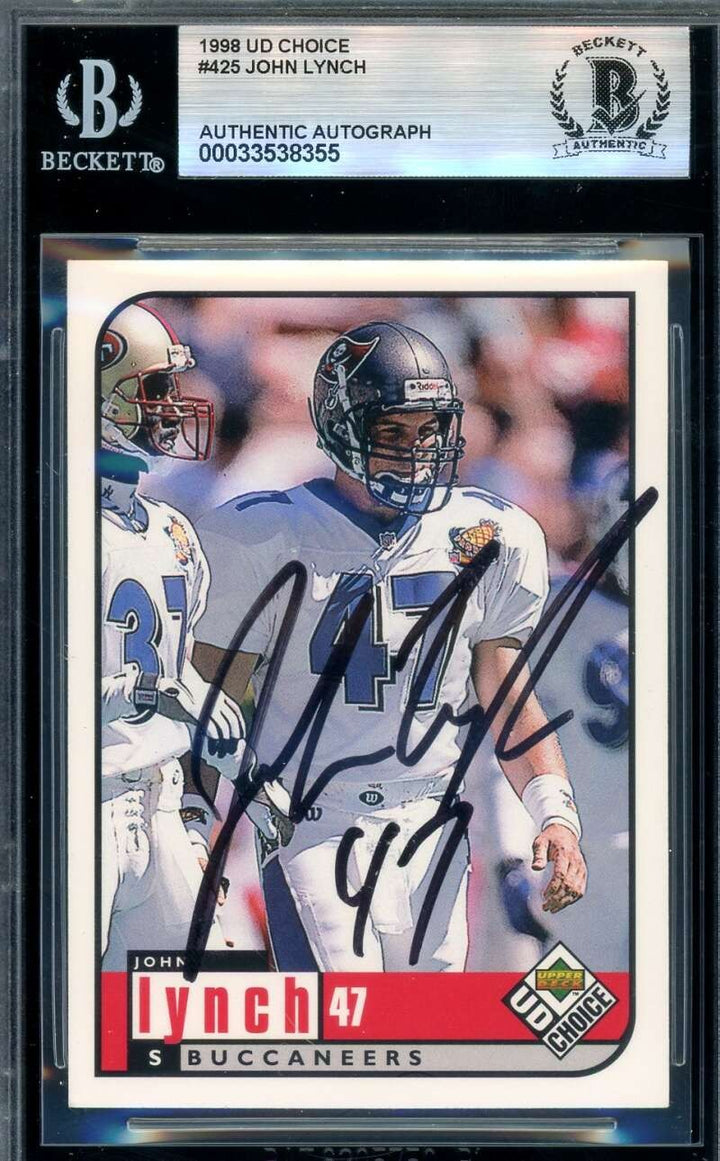 John Lynch Beckett BAS Signed 1998 Upper Deck Choice Autograph