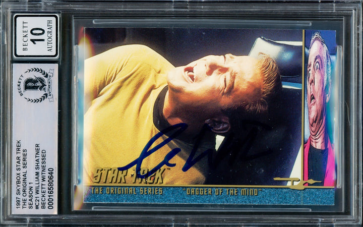 William Shatner Auto Signed 1997 Fleer Skybox Card C21 Star Trek Sig 10 Beckett