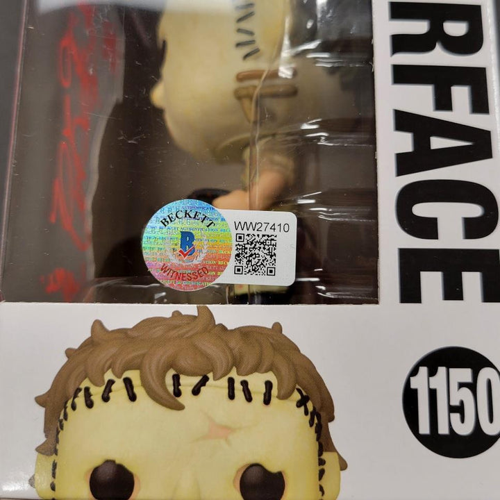 Bob Elmore autograph signed Leatherface Funko Pop Inscription ~ BAS Witness Holo
