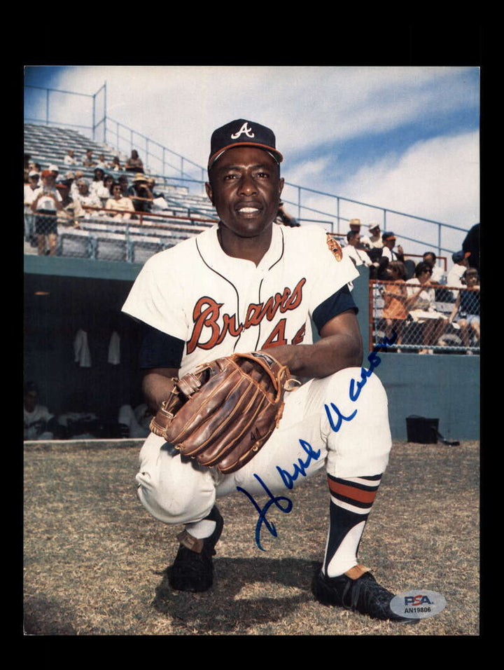 Hank Aaron PSA DNA Signed  8x10 Photo Autographed Braves