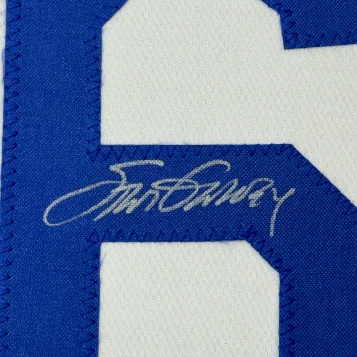 FRAMED Autographed/Signed STEVE GARVEY 35x39 White Jersey Beckett COA