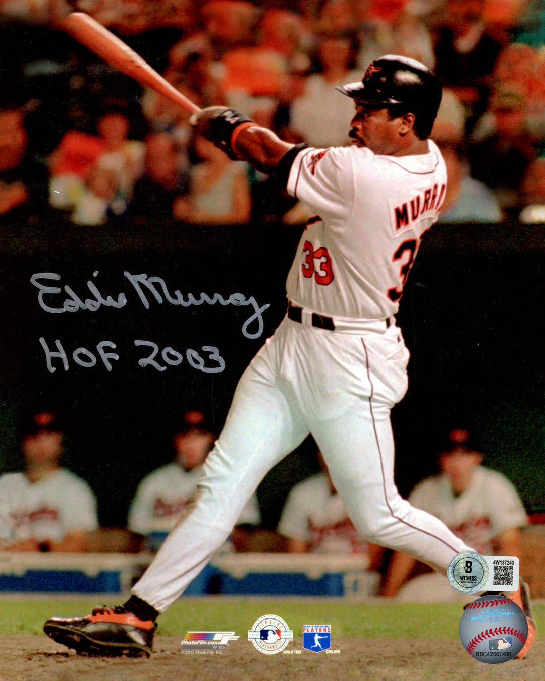 Eddie Murray Autographed Baltimore Orioles 8x10 Photo HOF Beckett Witness 54707
