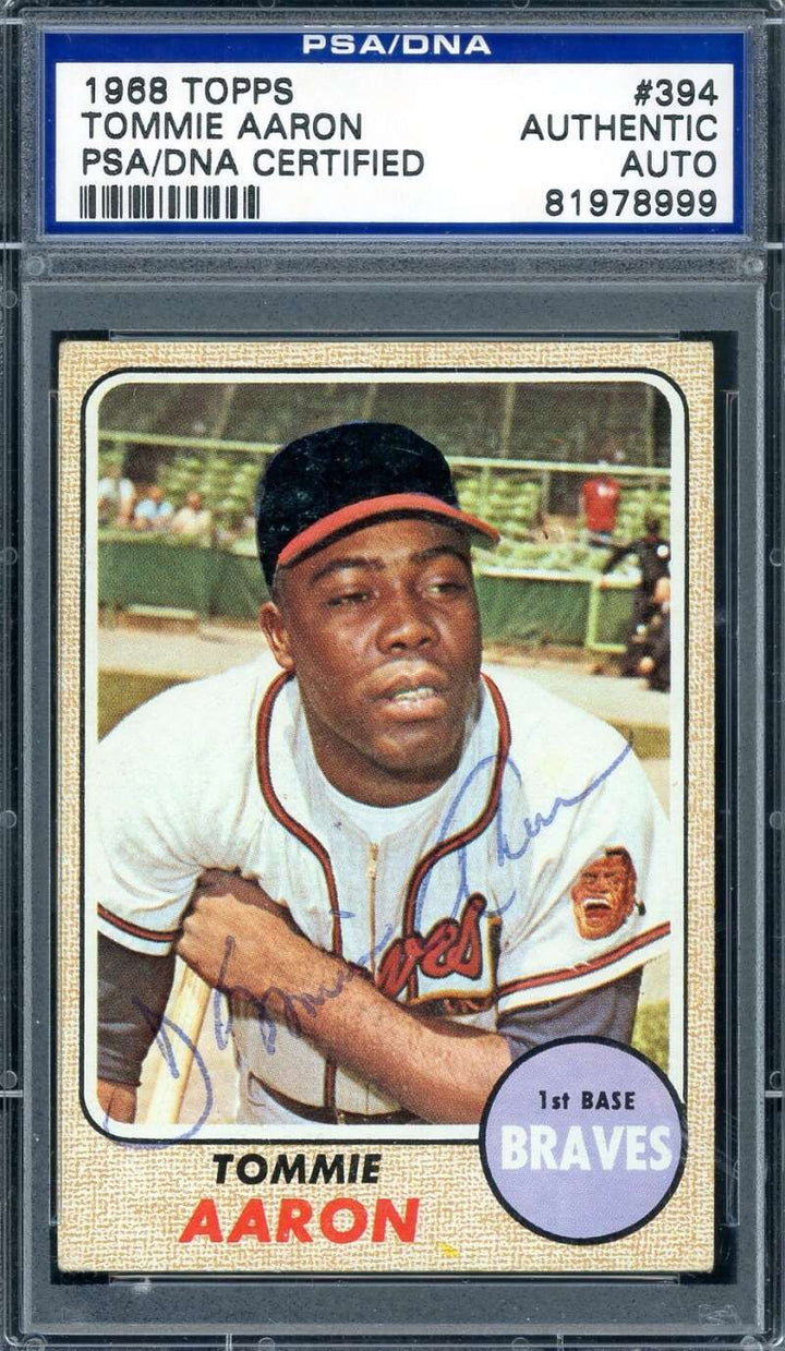 Tommie Aaron PSA DNA Vintage Signed 1968 Topps Autograph
