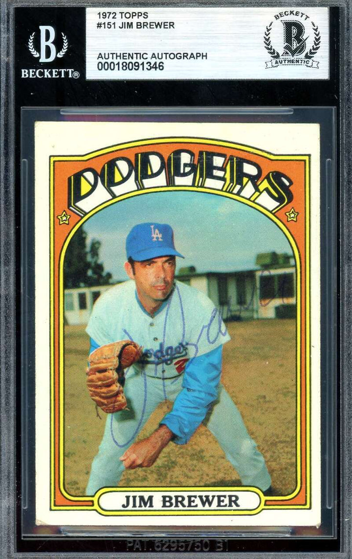 Jim Brewer Beckett BAS Vintage Signed 1972 Topps Autograph