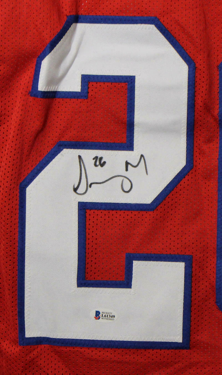 Sony Michel Autographed/Signed Pro Style Red XL Jersey BAS 22632