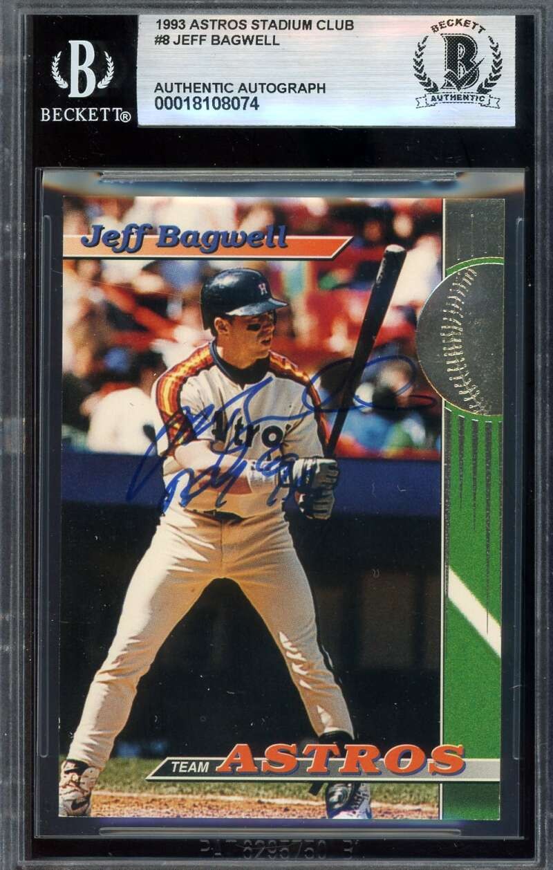 Jeff Bagwell Beckett BAS Signed 1993 Topps Stadium Club Rookie Autograph