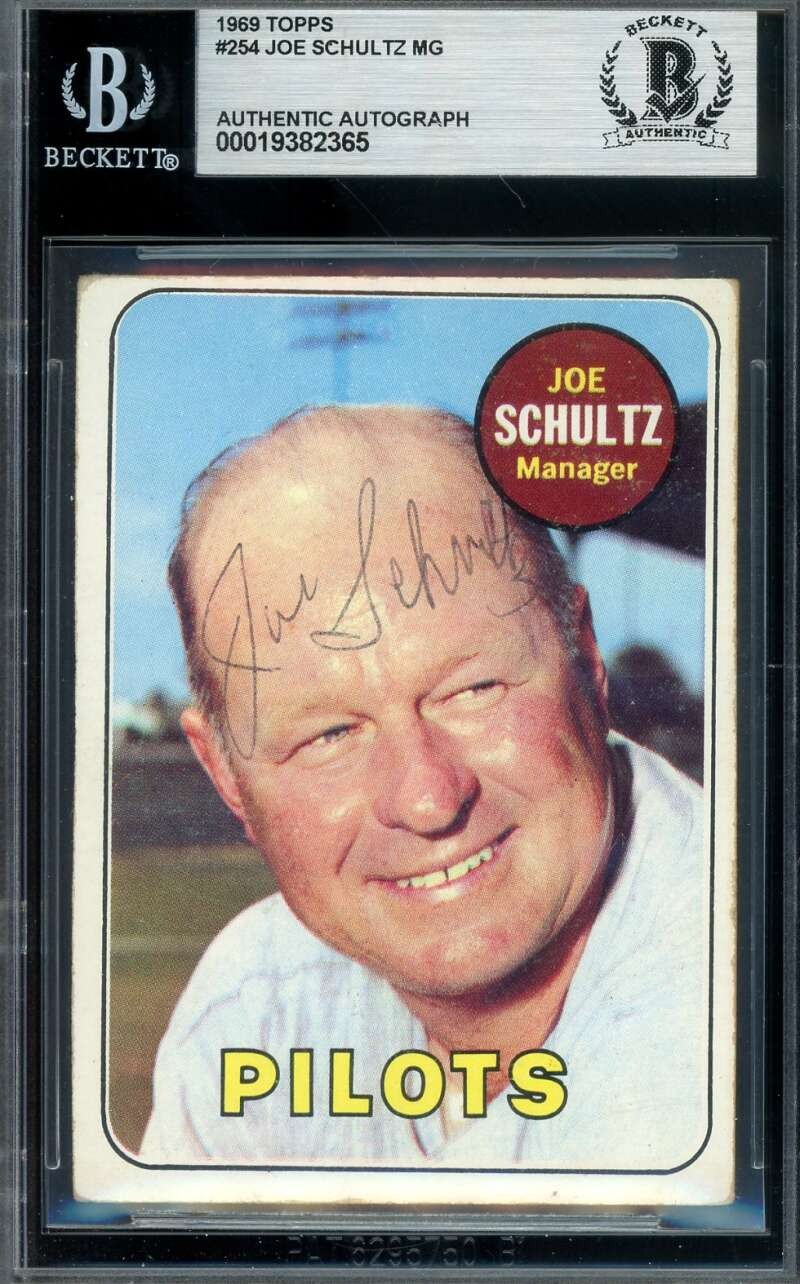 Joe Schultz Beckett BAS Vintage Signed 1969 Topps Autograph Pilots