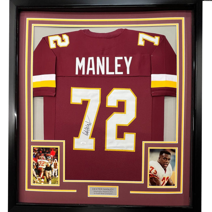 FRAMED Signed DEXTER MANLEY 35x39 Washington Red Jersey JSA COA Auto