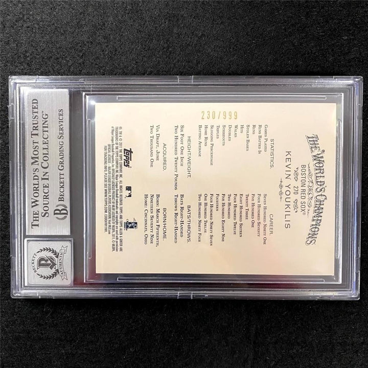 Kevin Youkilis 2011 Allen & Ginter #270 signed card autograph BGS BAS 10 Auto