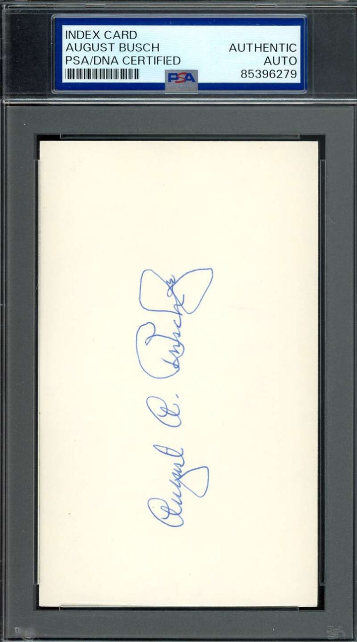 August Busch PSA DNA Autograph 3x5 Index Card Signed