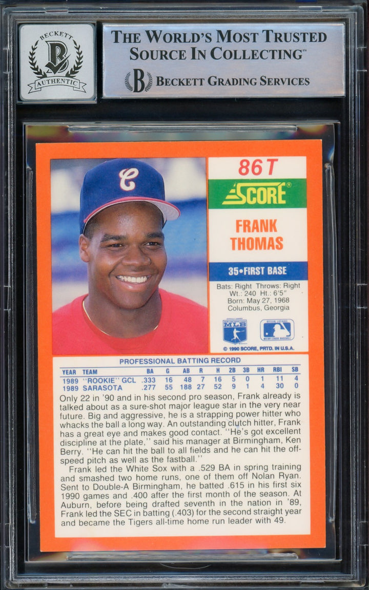 Frank Thomas Signed 1990 Score Traded RC #86T Chicago White Sox Auto 10 Beckett