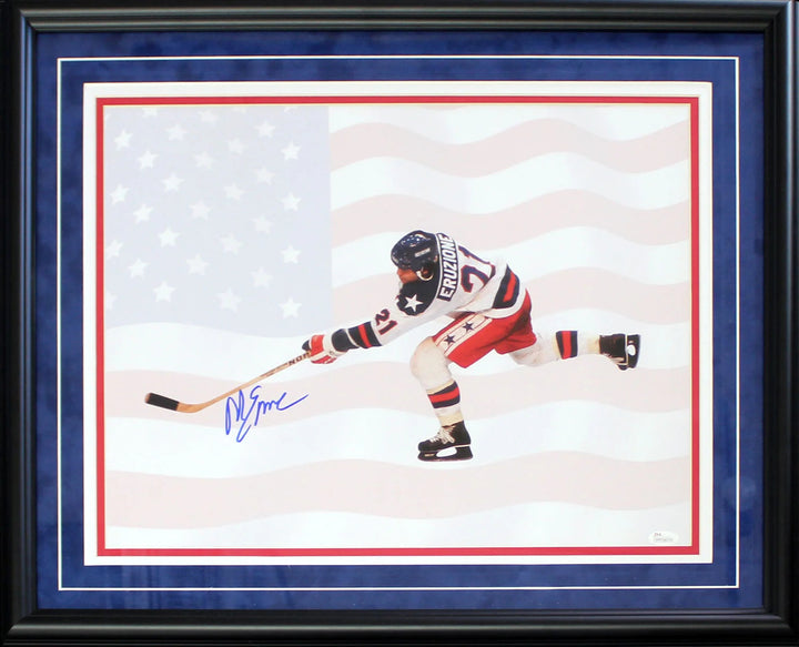 Mike Eruzione Autographed Framed 16x20 Photo (JSA)