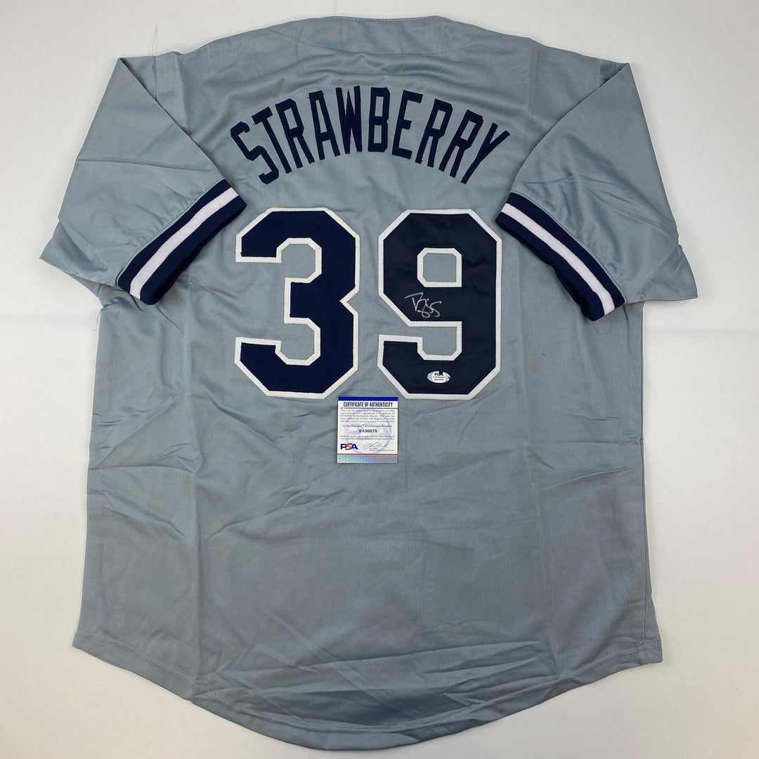 Autographed/Signed Darryl Strawberry New York Grey Jersey PSA/DNA COA