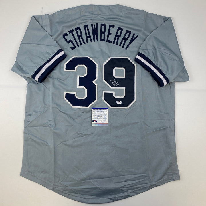 Autographed/Signed Darryl Strawberry New York Grey Jersey PSA/DNA COA