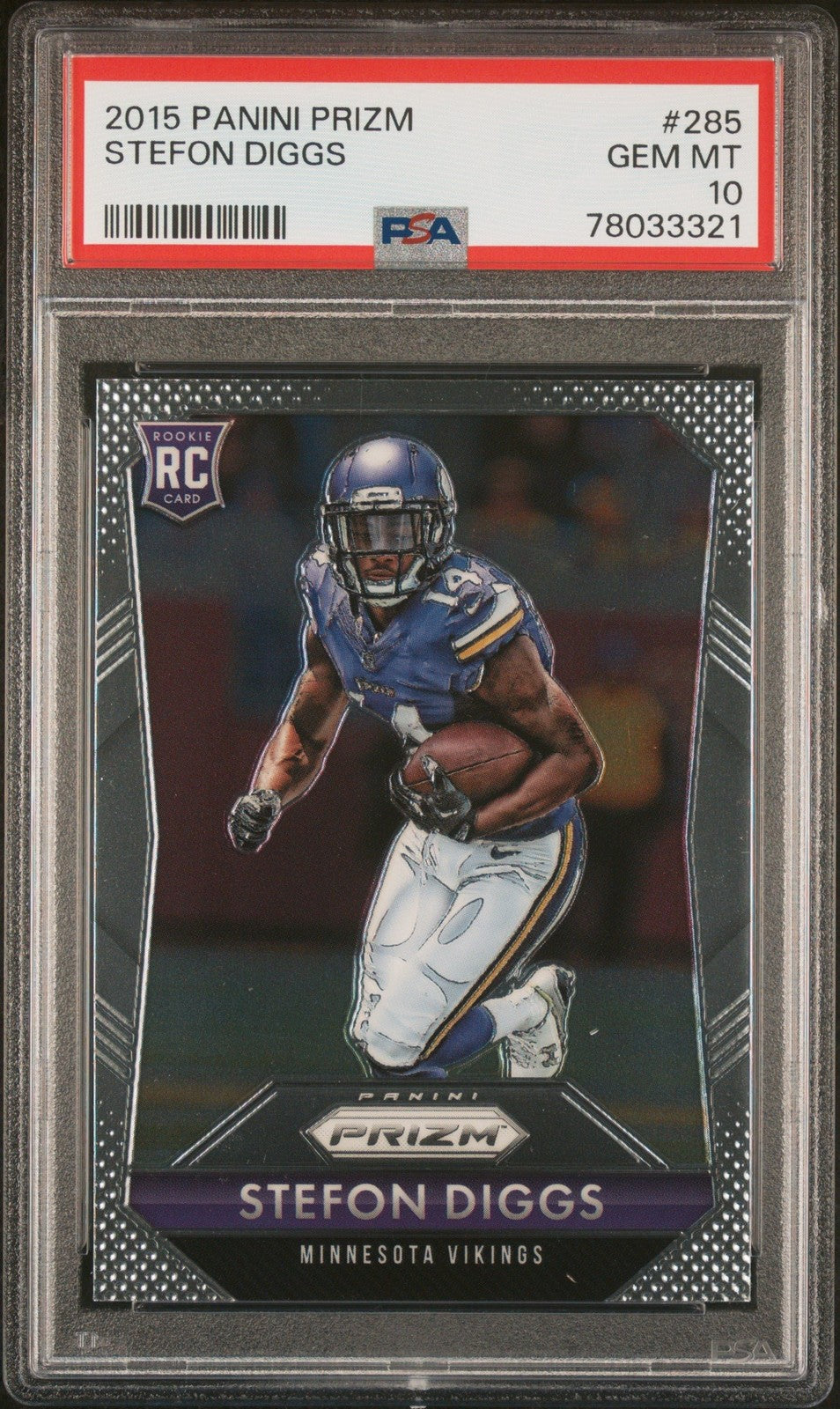 Graded 2015 Panini Prizm Stefon Diggs #285 Rookie RC Card PSA 10 Gem