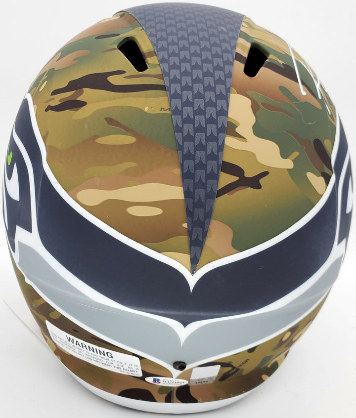 Russell Wilson Signed Seahawks Camo Full Size Replica Speed Helmet RW Holo