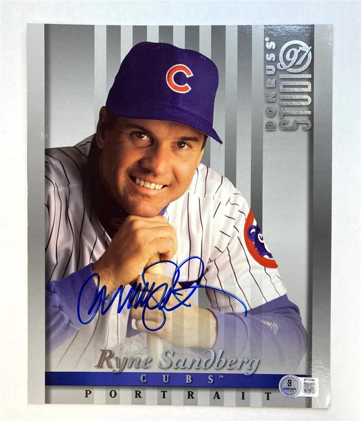 Ryne Sandberg signed 97 Donruss Studio Portrait 8x10 Photo autograph BAS Beckett