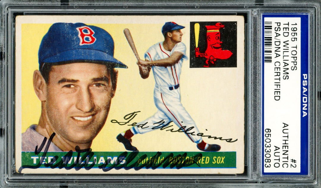 Ted Williams Autographed 1955 Topps Card #2 Boston Red Sox PSA/DNA
