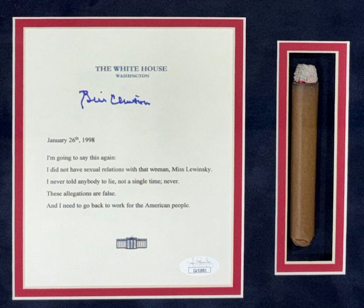 Bill Clinton Signed Framed White House Letter Monica Lewinsky w/ Prop Cigar JSA