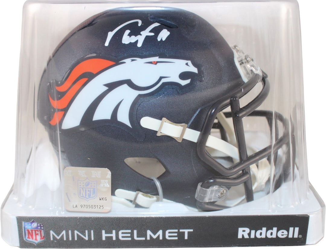 Troy Franklin Autographed/Signed Denver Broncos Mini Helmet Beckett WIT 59399
