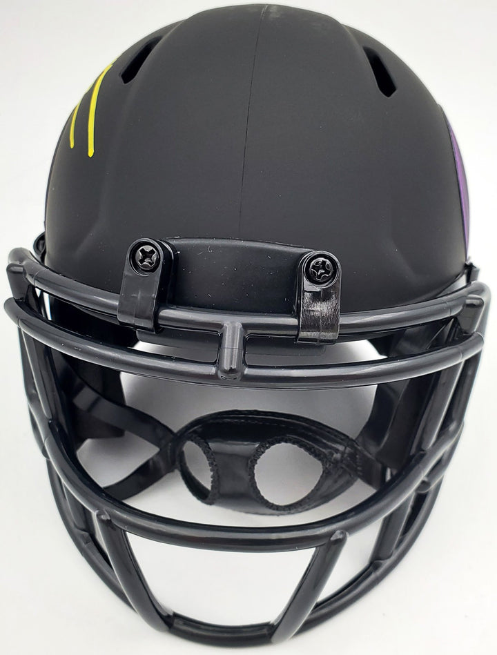 Rich Gannon Signed Minnesota Vikings Eclipse Black Speed Mini Helmet Beckett BAS