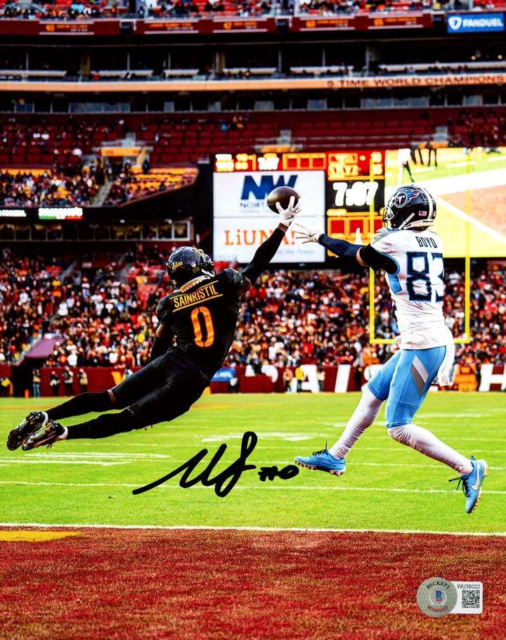 Mike Sainristil Signed 8x10 Photo Washington Commanders Beckett Witness