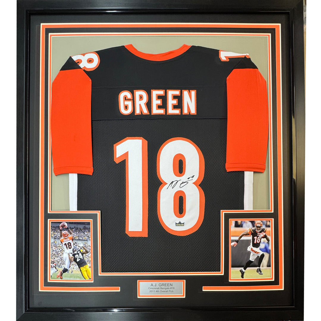 Framed Facsimile Autographed A.J. AJ Green 35x39 Cincinnati Black Reprint Jersey