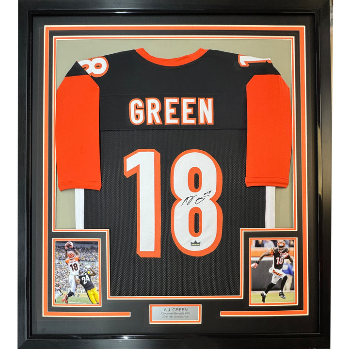 Framed Facsimile Autographed A.J. AJ Green 35x39 Cincinnati Black Reprint Jersey