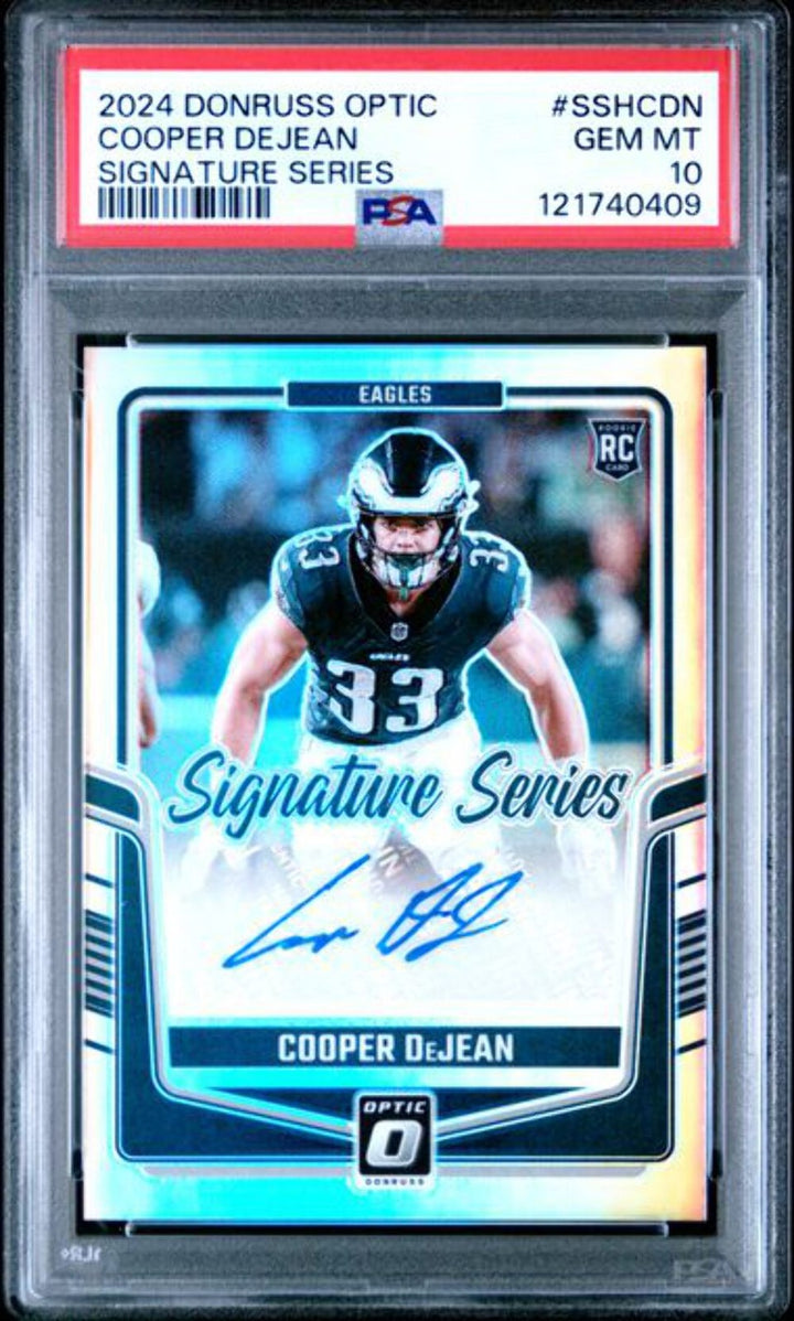 Graded 2024 Donruss Optic Signature Cooper DeJean SSHCDN Auto Rookie Card PSA 10