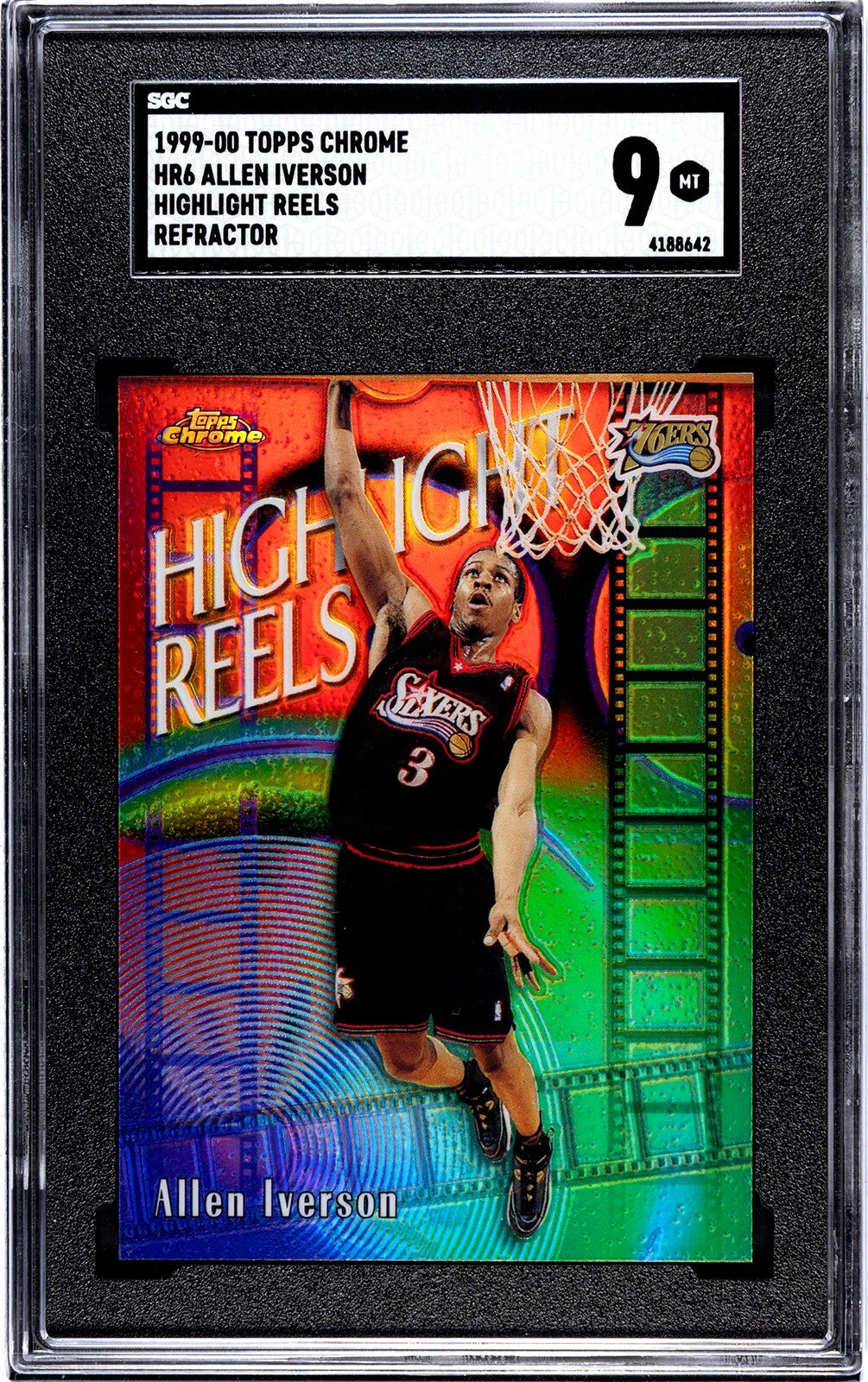 Allen Iverson 1999-00 Topps Chrome Highlight Reels Refractor Card #HR6- SGC Grad