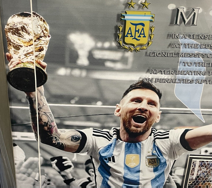 Lionel Messi Framed 3D Photo Facsimile Auto Argentina 2022 World Cup Rep Ticket