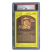 Enos Slaughter Signed In Black 4x6 St Louis Cardinals HOF Plaque Card